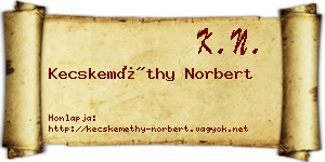 Kecskeméthy Norbert névjegykártya